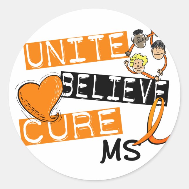 UNITE BELIEVE CURE MS CLASSIC ROUND STICKER (Front)