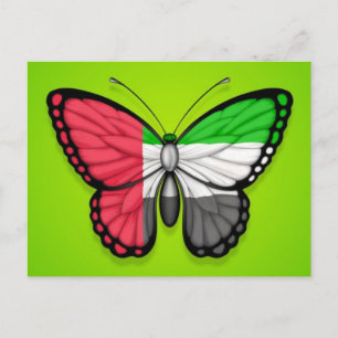 United Arab Emirates Butterfly Flag on Green Postcard