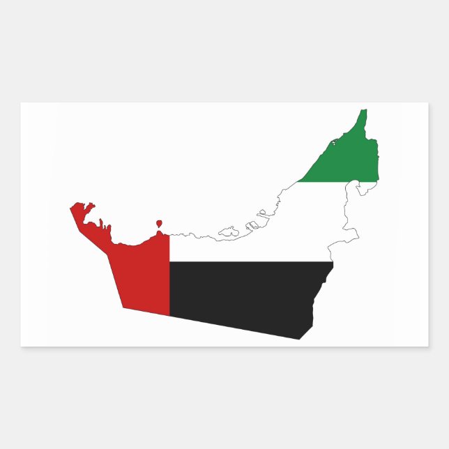 united arab emirates country flag map shape symbol rectangular sticker (Front)