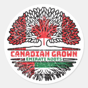 United Arab Emirates Emirati Canadian Canada Tree Classic Round Sticker