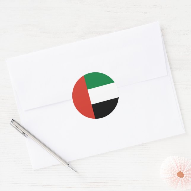 United Arab Emirates flag Classic Round Sticker (Envelope)