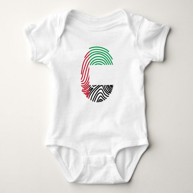 United Arab Emirates Flag Fingerprint Baby Bodysuit (Front)
