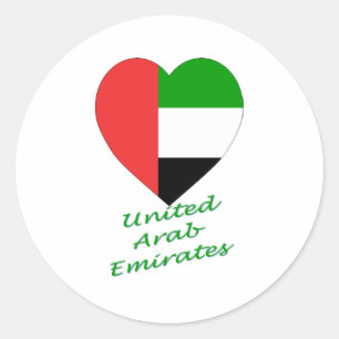 United Arab Emirates Flag Heart Classic Round Sticker