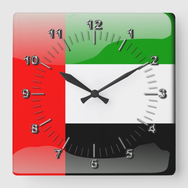United Arab Emirates glossy flag Square Wall Clock (Front)