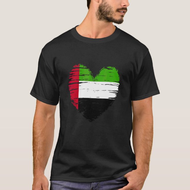 United Arab Emirates Heart Emirati Flag Emirati Pr T-Shirt (Front)