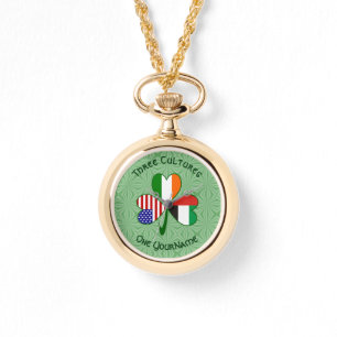 United Arab Emirates Irish USA Flags Shamrock Name Watch