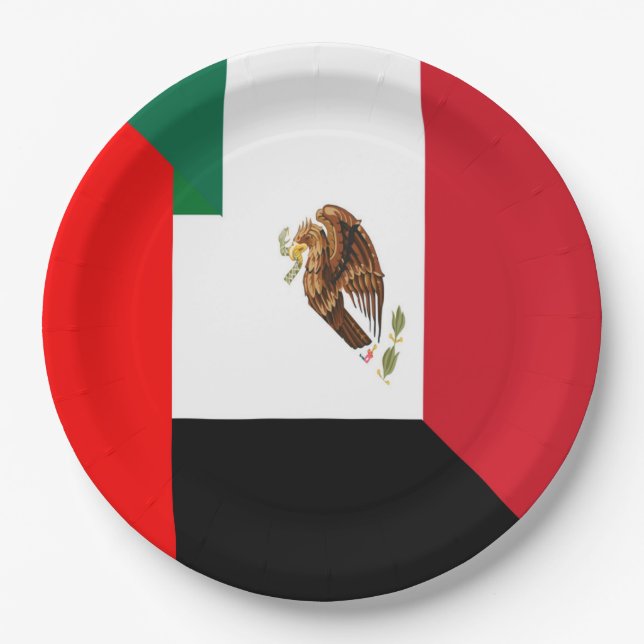United Arab Emirates Mexican Flag 9” Paper Plate (Front)
