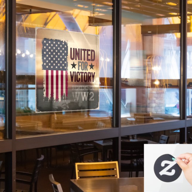 United For Victory WWII American Flag Patriotic (Restaurant Window)