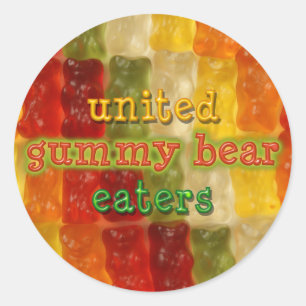 united gummy bear eaters classic round sticker