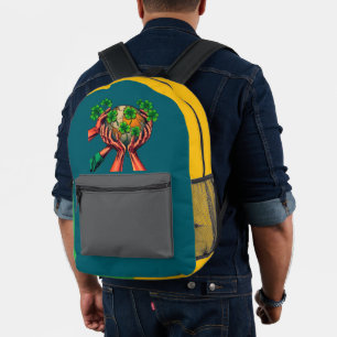 United in Green – Shamrock Motion Globe Printed Backpack