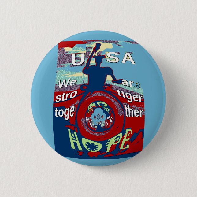 United in Hope: Stronger Together - USA Art Print  6 Cm Round Badge (Front)