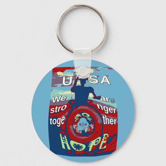 United in Hope: Stronger Together - USA Art Print  Key Ring (Front)