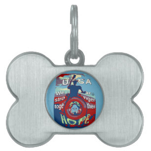 United in Hope: Stronger Together - USA Art Print Pet Tag