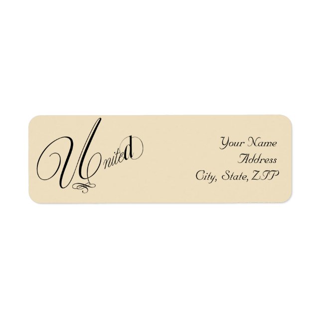 United in Ivory and Black Return Address Label (Front)