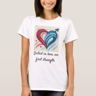 United in Love – Artistic Heart & Strength Quote T T-Shirt