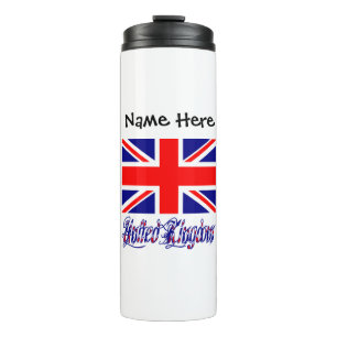 United Kingdom and British Flag Personalised Thermal Tumbler