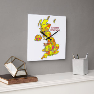 United Kingdom au Couleur! Square Wall Clock