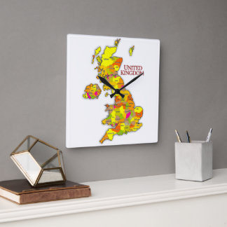 United Kingdom au Couleur! Square Wall Clock