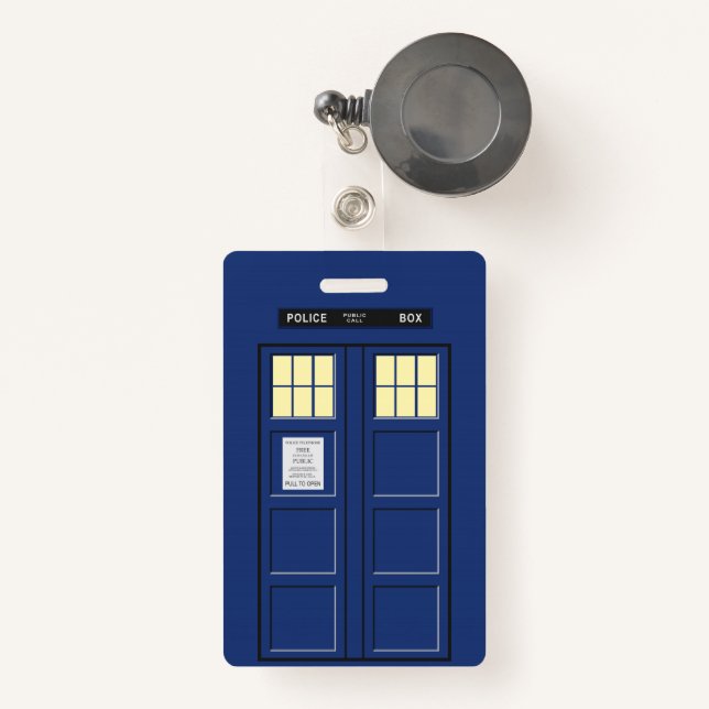United Kingdom - Blue Police Public Call Box 1 ID Badge (Front with Retractable)