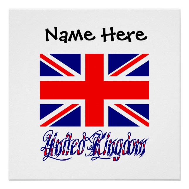 United Kingdom British Flag Black Personalisation  Poster (Front)