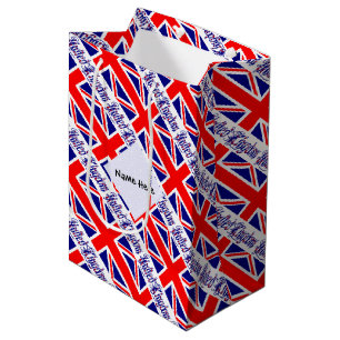 United Kingdom British Flag Tiled Personalised Medium Gift Bag