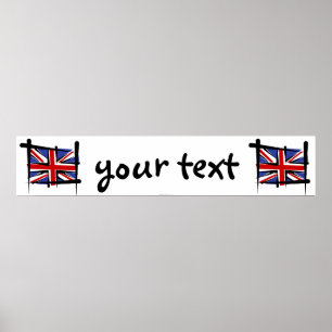 United Kingdom Brush Flag Banner Poster