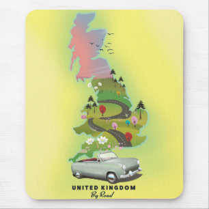 United Kingdom ' By Road' Vintage travel poster. Mouse Pad