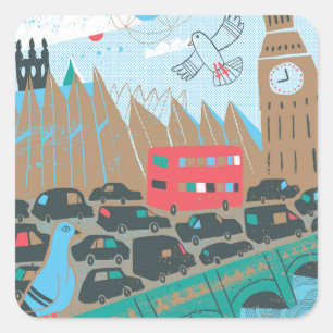 United Kingdom City Scene Square Sticker