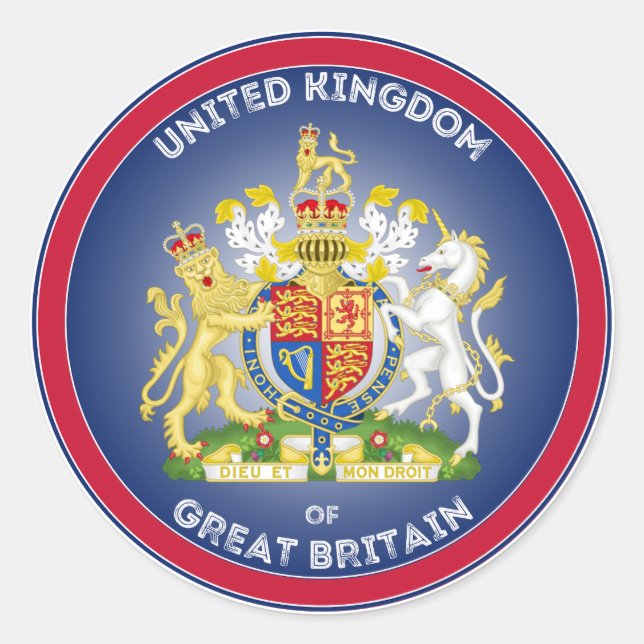 United Kingdom Coat of Arms Circle Shape  Classic Round Sticker (Front)