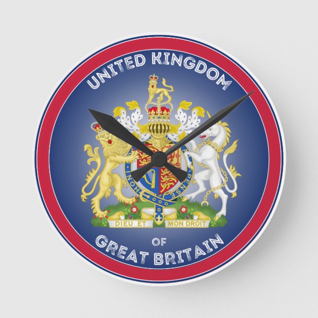 United Kingdom Coat of Arms Circle Shape  Round Clock (Front)