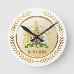 United Kingdom Coat Of Arms Round Clock