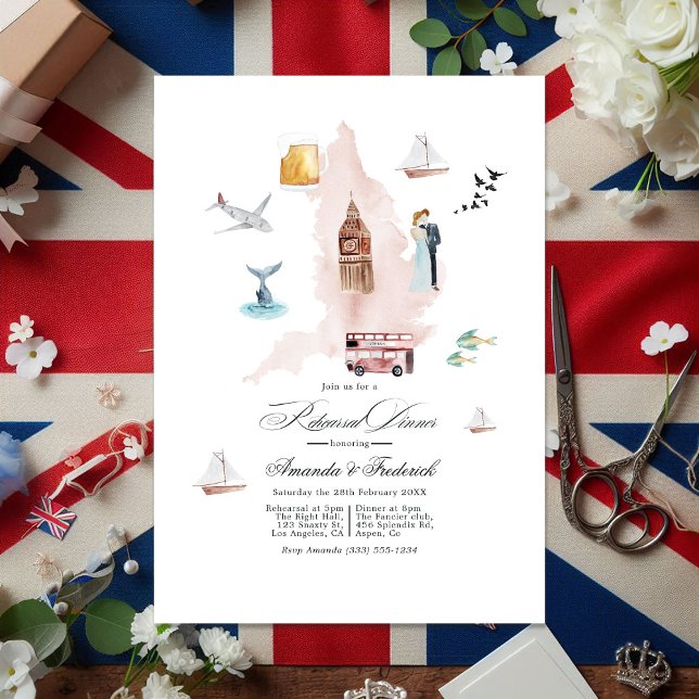 United Kingdom Destination Wedding Rehearsal Invitation (United Kingdom Destination Wedding Rehearsal Invitation)