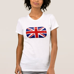 United Kingdom Flag  Button T-Shirt