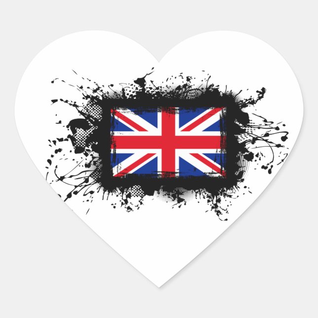 United Kingdom Flag Heart Sticker (Front)