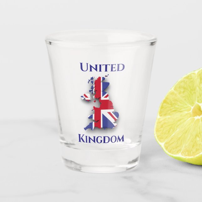 United Kingdom Flag Map Shot Glass (Front)