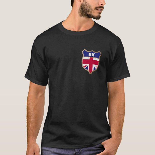 United Kingdom Flag Patch For English People And W T-Shirt (Front)