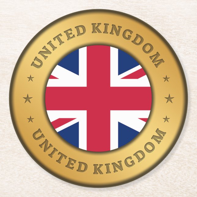 United Kingdom Flag Round Paper Coaster (Front)