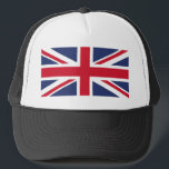 United Kingdom Flag Trucker Hat<br><div class="desc">The national flag of the United Kingdom is the Union Jack, also known as the Union Flag. The flag consists of the red cross of Saint George (patron saint of England), edged in white, superimposed on the Cross of St Patrick (patron saint of Ireland), which are superimposed on the Saltire...</div>