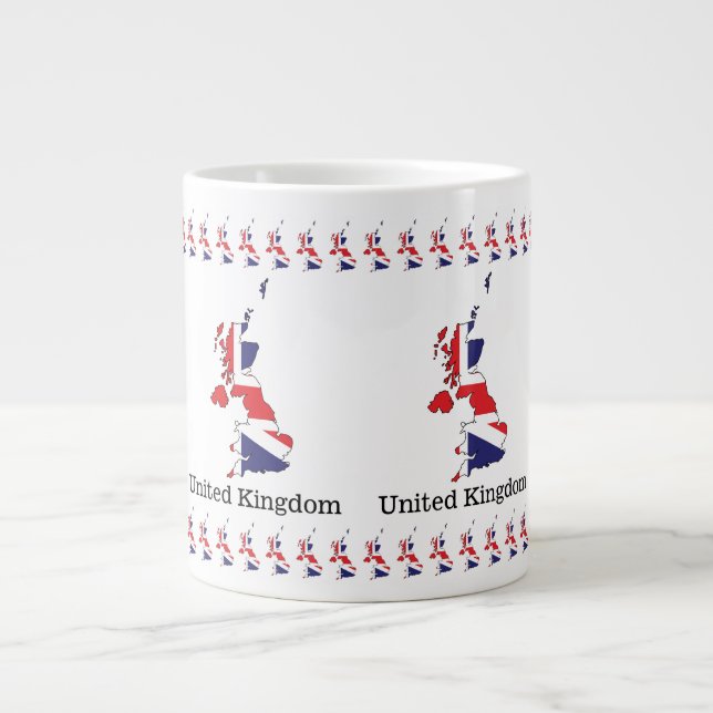 United Kingdom Flag Within Map Design - Souvenirs Large Coffee Mug (Front)