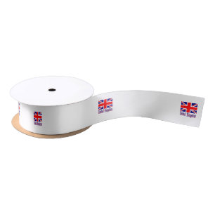 United Kingdom Flg and Word Vinque Satin Ribbon