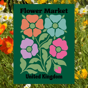 United Kingdom Flower Market Colourful Poppy Flora Postcard