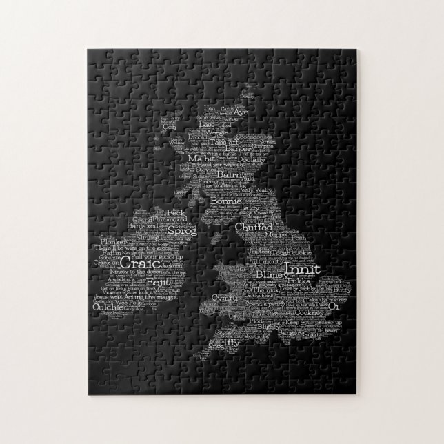 United Kingdom / Great Britain Slang Word Art Map Jigsaw Puzzle (Vertical)