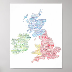 United Kingdom / Great Britain Slang Word Art Map  Poster