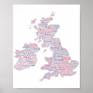 United Kingdom / Great Britain Slang Word Art Map  Poster