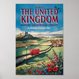 United Kingdom Landscape Illustration Travel Art Poster