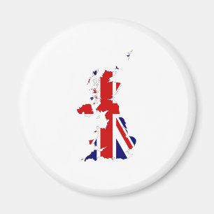 United Kingdom Map Silhouette and Flag Magnet