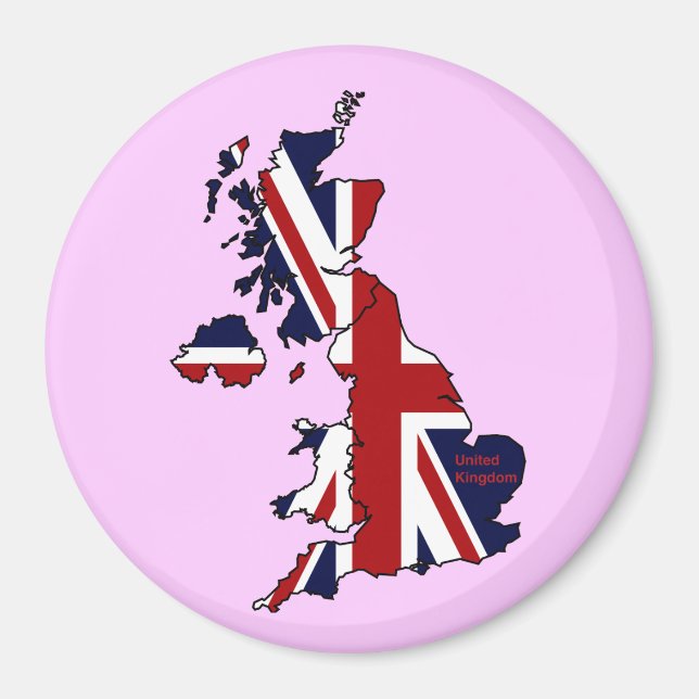 United Kingdom Mapped Refrigerator Magnet (Front)