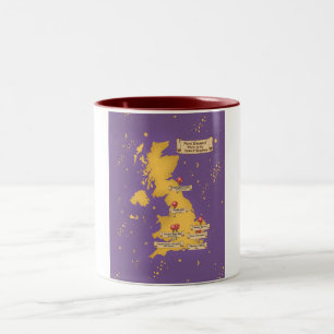 United Kingdom Most Haunted Places Map. Two-Tone Coffee Mug