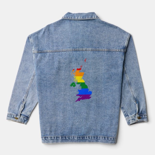 United Kingdom pride map  Denim Jacket (Back)