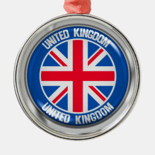 United Kingdom Round Emblem Metal Ornament